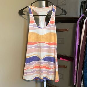 Lululemon Cool Racerback P2P 14.5 ~Sz 8 Beacher Stripe White Iris Flower 830